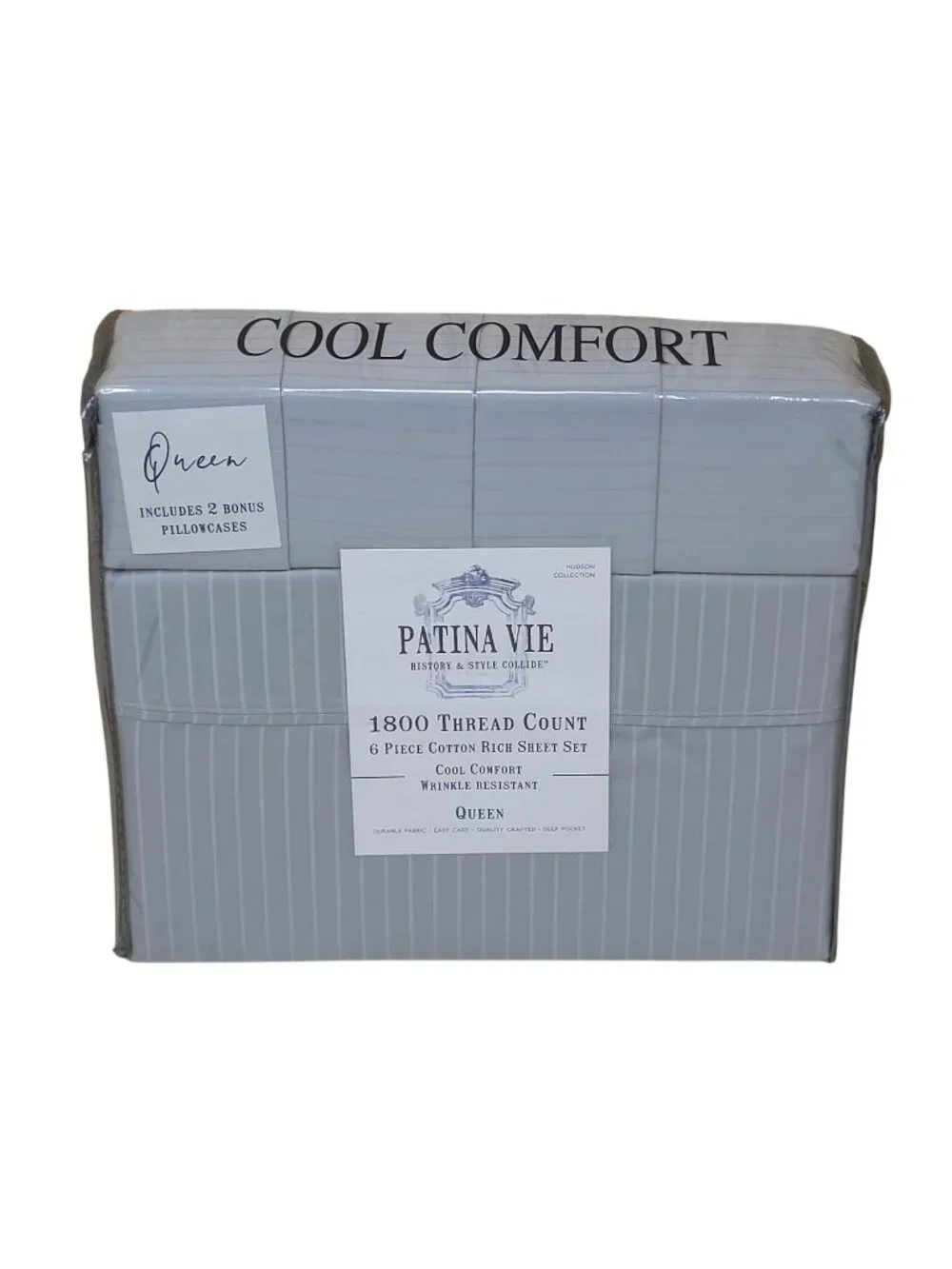 Patina Vie 1800 Thread Count 6-Piece Queen Sheet Set Cool Comfort Cotton Blend